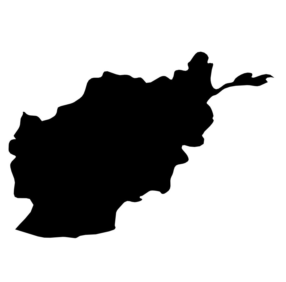 Afghanistan - solid black silhouette map of country area. Simple flat vector illustration.