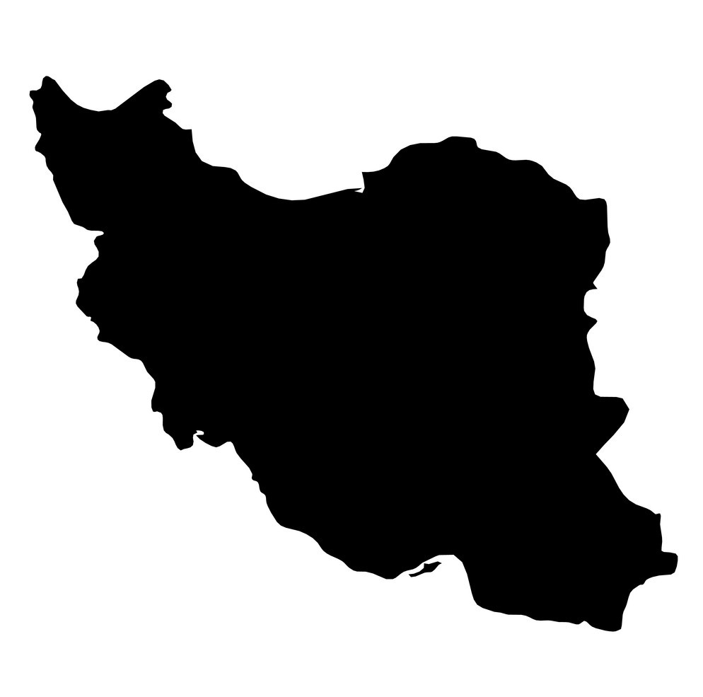 Iran - solid black silhouette map of country area. Simple flat vector illustration.