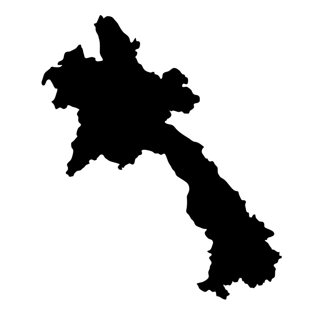 black silhouette country borders map of Laos on white background of vector illustration