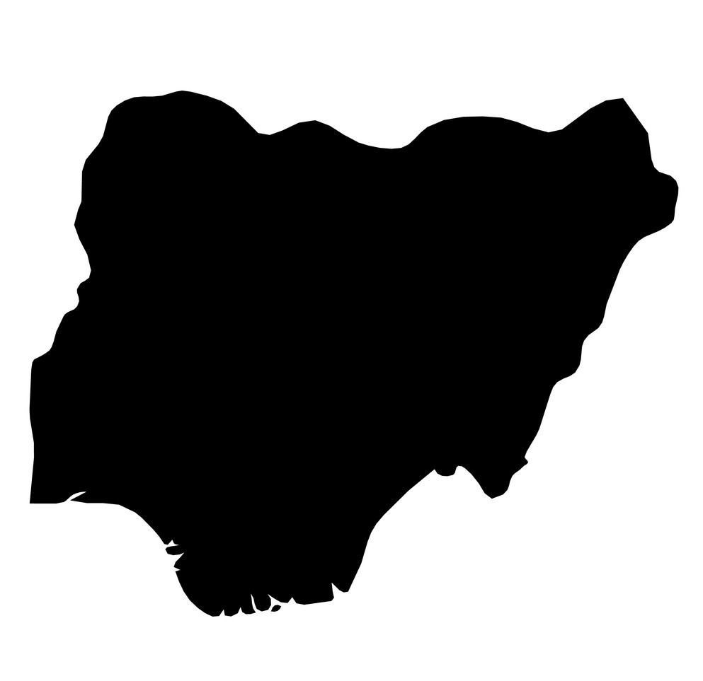 Nigeria - solid black silhouette map of country area. Simple flat vector illustration.
