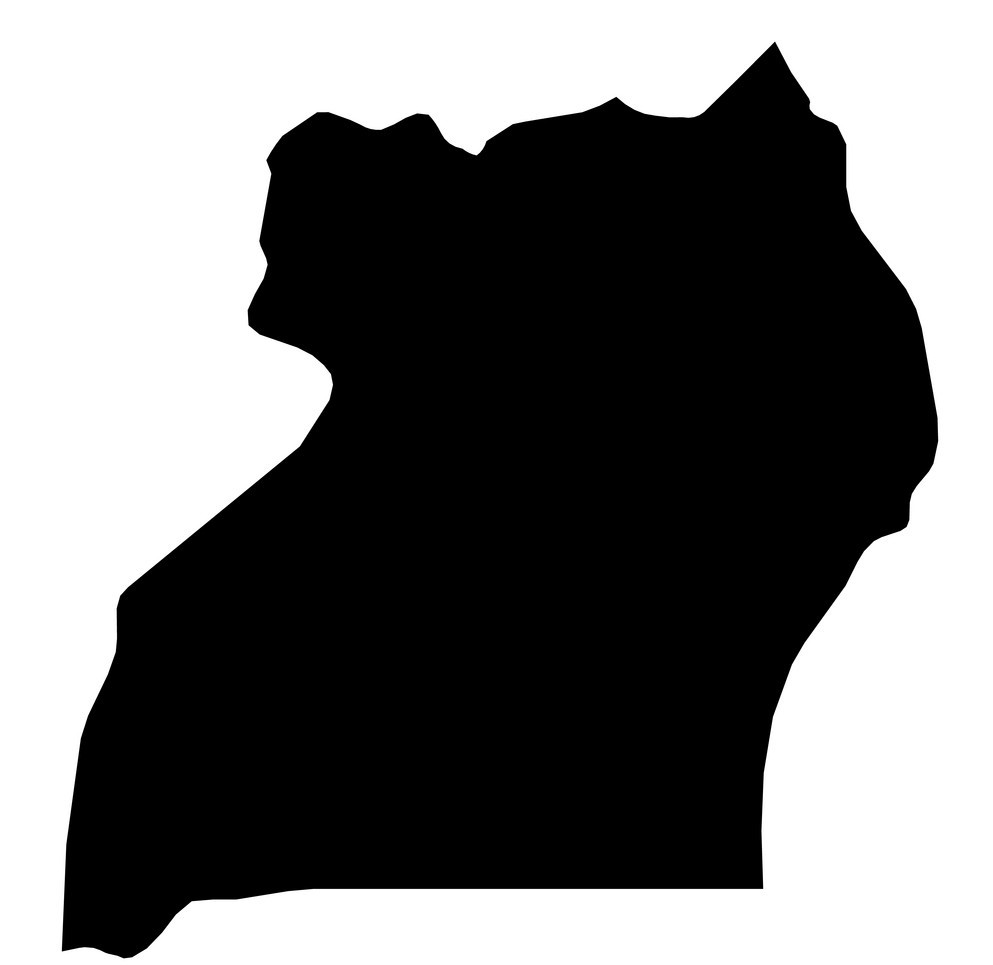 Uganda - solid black silhouette map of country area. Simple flat vector illustration.